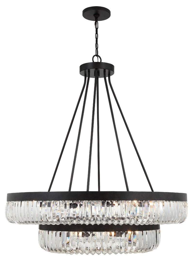 Crystorama ALI-B2026-CZ 26 Light Chandelier, Charcoal Bronze