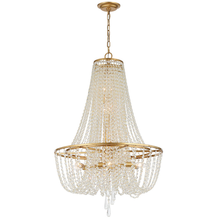 Crystorama ARC-1917-GA-CL-MWP Nine Light Chandelier, Antique Gold