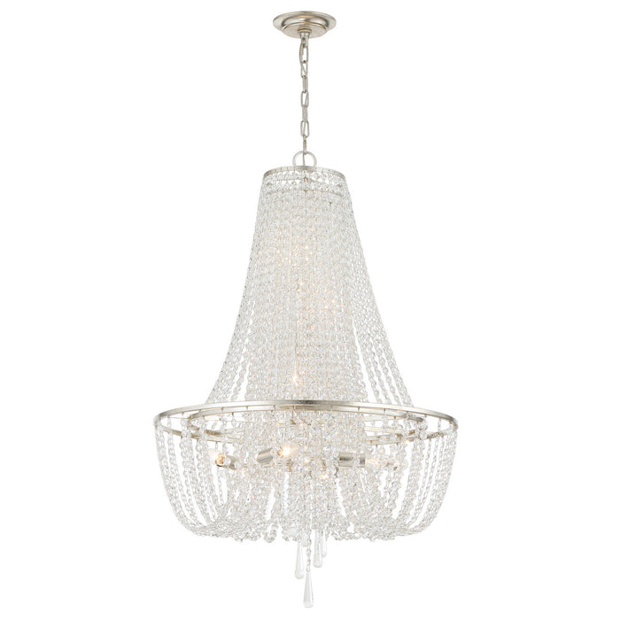 Crystorama ARC-1917-SA-CL-MWP Nine Light Chandelier, Antique Silver