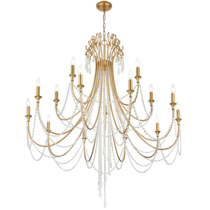 Crystorama ARC-1919-GA-CL-MWP 15 Light Chandelier, Antique Gold