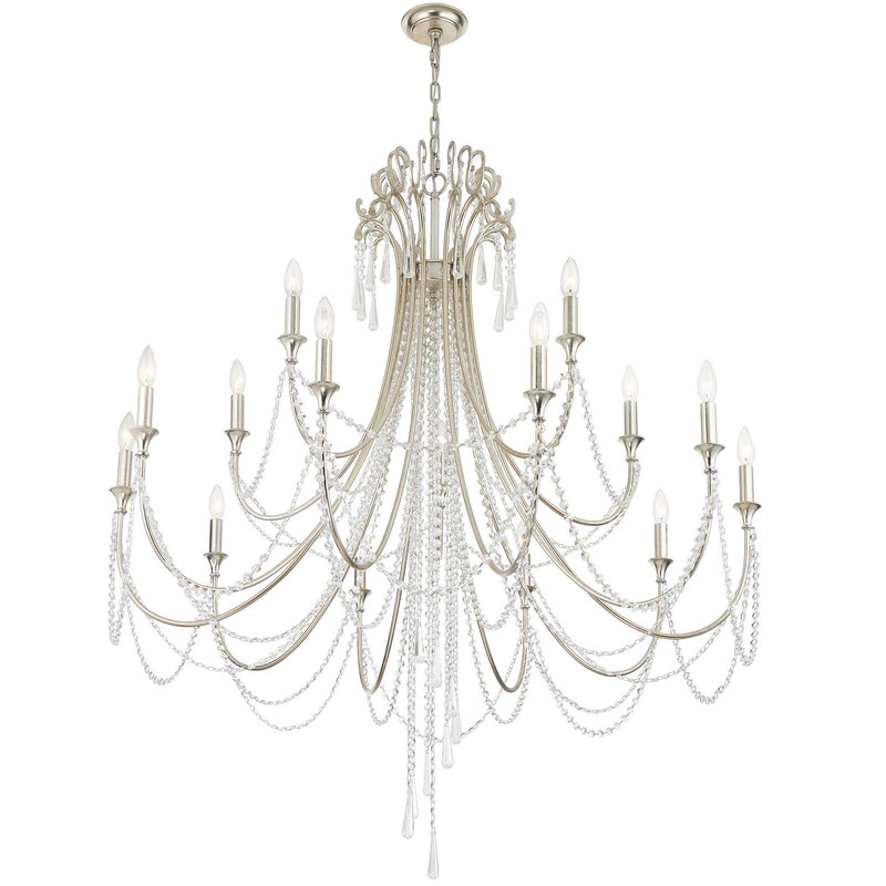 Crystorama ARC-1919-SA-CL-MWP 15 Light Chandelier, Antique Silver