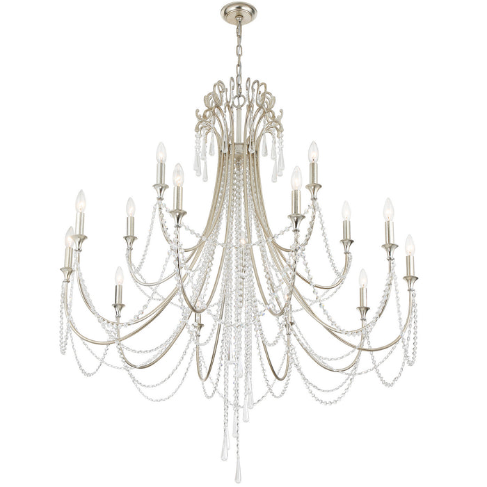 Crystorama ARC-1919-SA-CL-MWP 15 Light Chandelier, Antique Silver