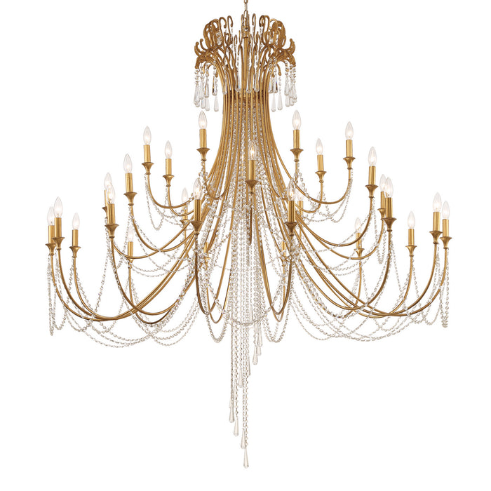 Crystorama ARC-1929-GA-CL-MWP 28 Light Chandelier, Antique Gold
