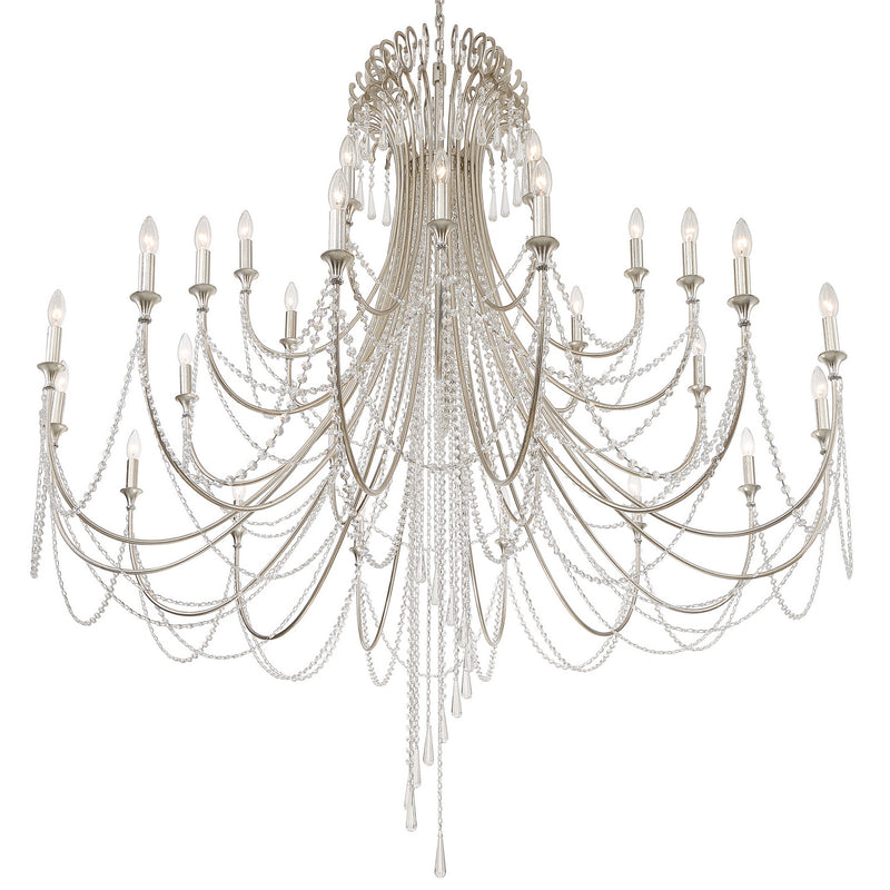 Crystorama ARC-1929-SA-CL-MWP 28 Light Chandelier, Antique Silver