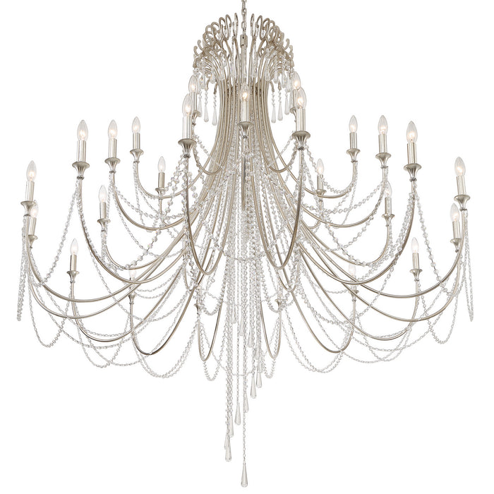 Crystorama ARC-1929-SA-CL-MWP 28 Light Chandelier, Antique Silver