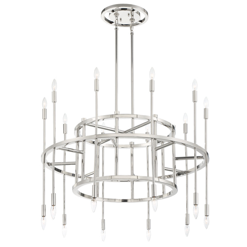 Crystorama ARS-B4020-PN 20 Light Chandelier, Polished Nickel