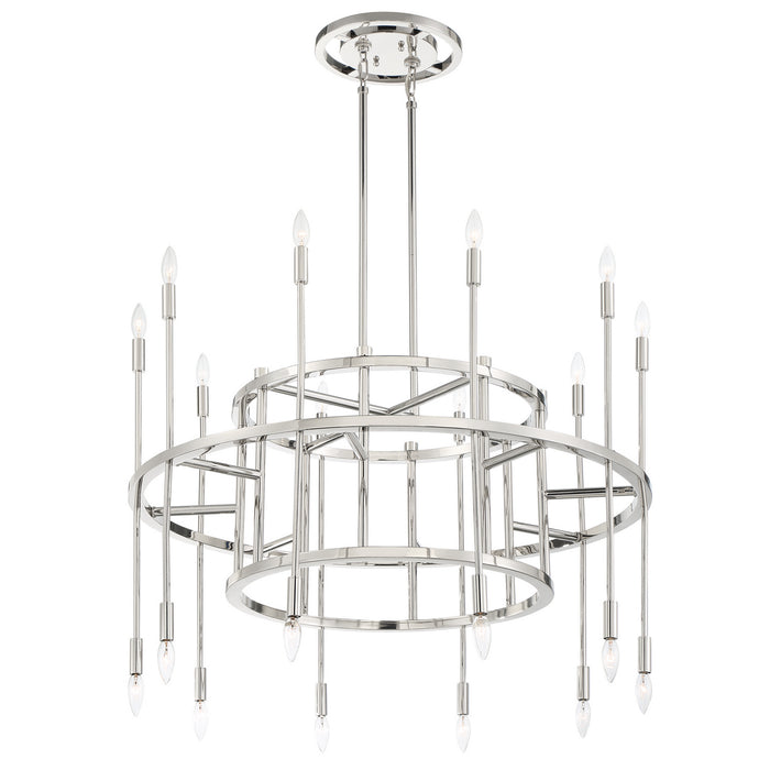 Crystorama ARS-B4020-PN 20 Light Chandelier, Polished Nickel