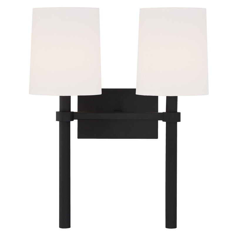 Crystorama BRO-452-BF Two Light Wall Sconce, Black Forged