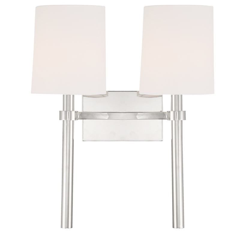 Crystorama BRO-452-PN Two Light Wall Sconce, Polished Nickel