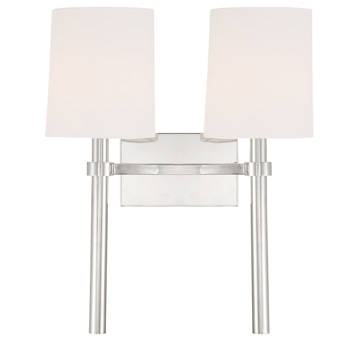 Crystorama BRO-452-PN Two Light Wall Sconce, Polished Nickel