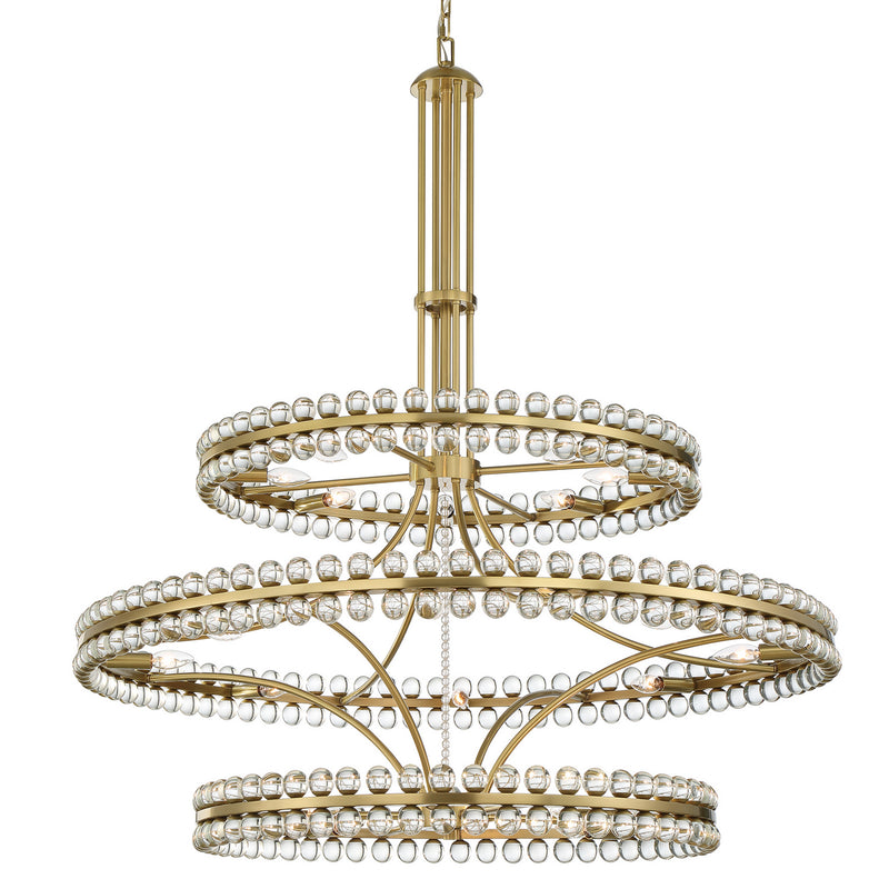 Crystorama CLO-8000-AG 24 Light Chandelier, Aged Brass