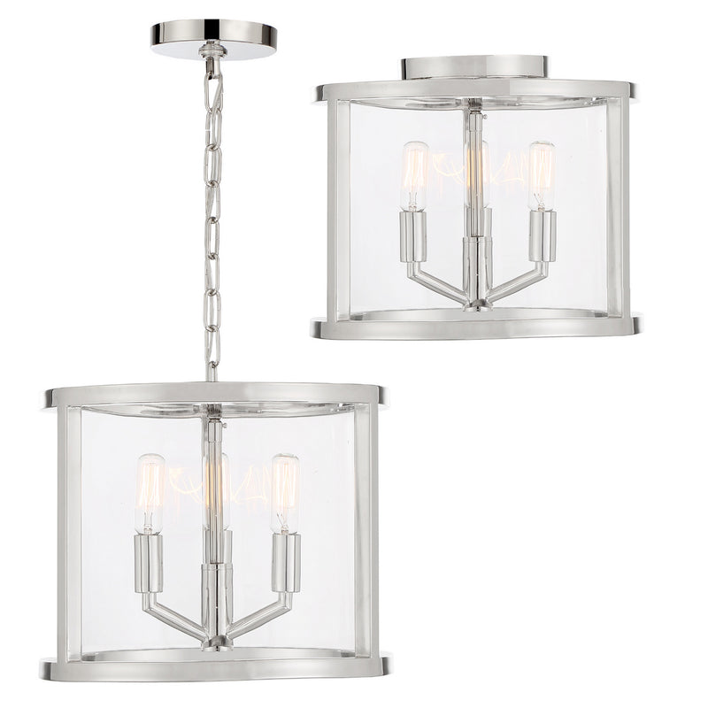 Crystorama DEV-B8003-PN_CEILING Three Light Semi Flush Mount, Polished Nickel