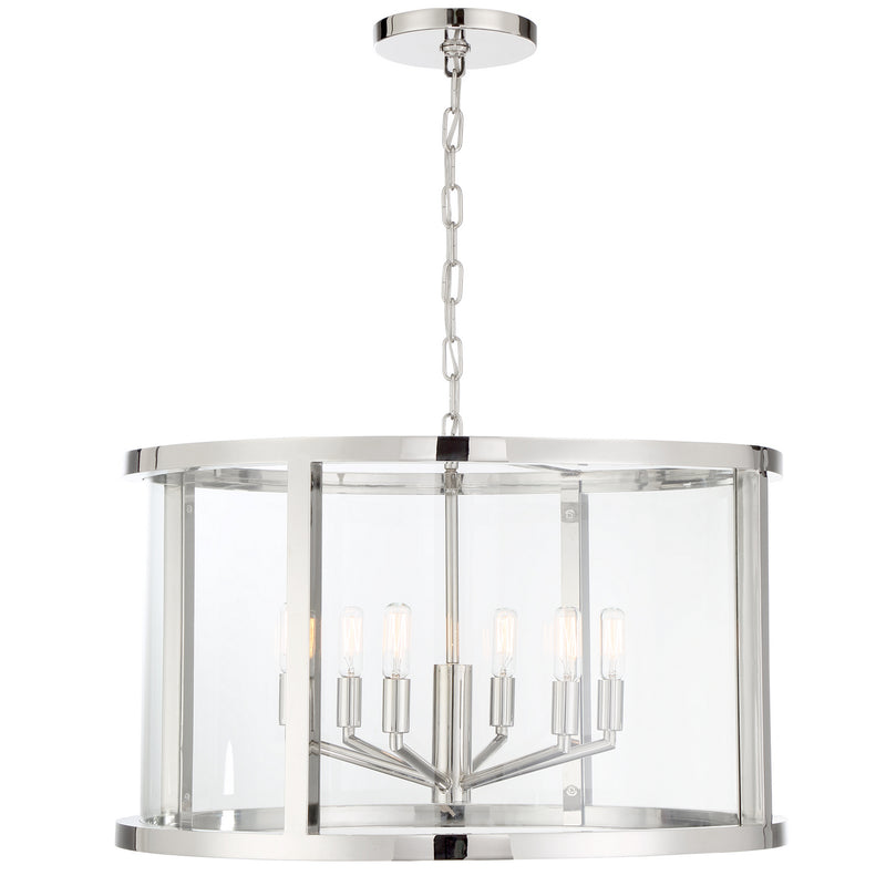 Crystorama DEV-B8066-PN Six Light Chandelier, Polished Nickel