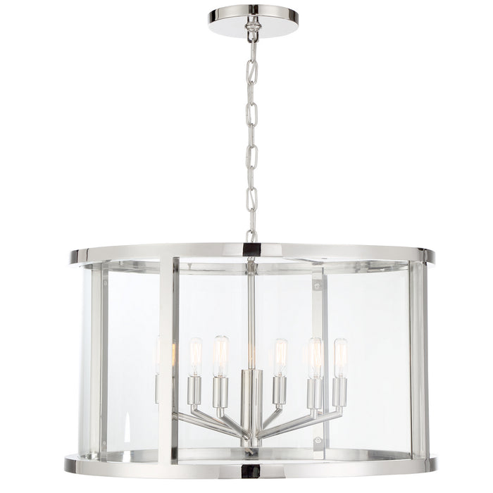 Crystorama DEV-B8066-PN Six Light Chandelier, Polished Nickel