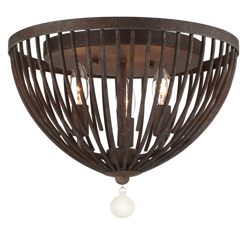 Crystorama DUV-620-FB Three Light Flush Mount, Forged Bronze