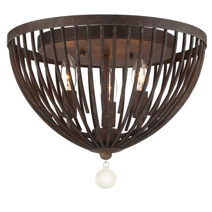 Crystorama DUV-620-FB Three Light Flush Mount, Forged Bronze