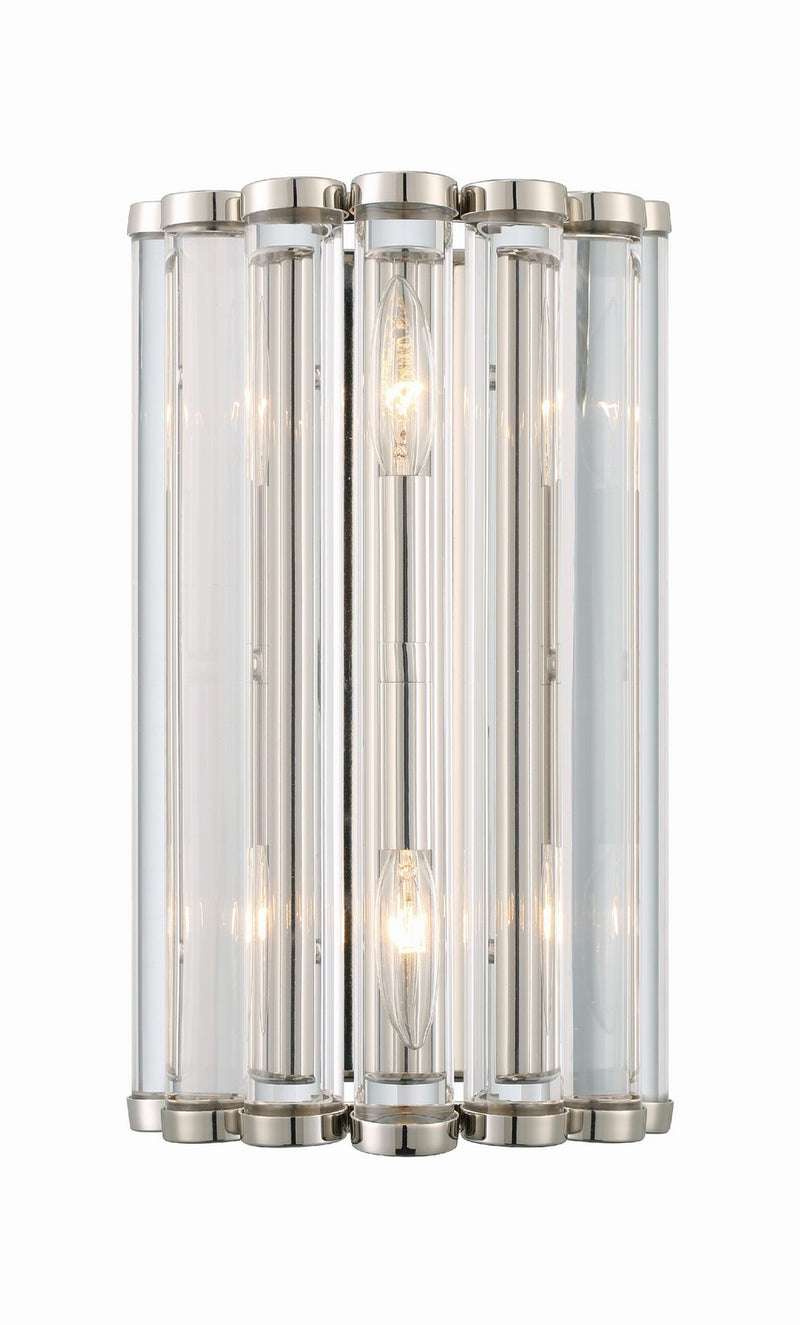 Crystorama ELL-B3002-PN Two Light Wall Sconce, Polished Nickel