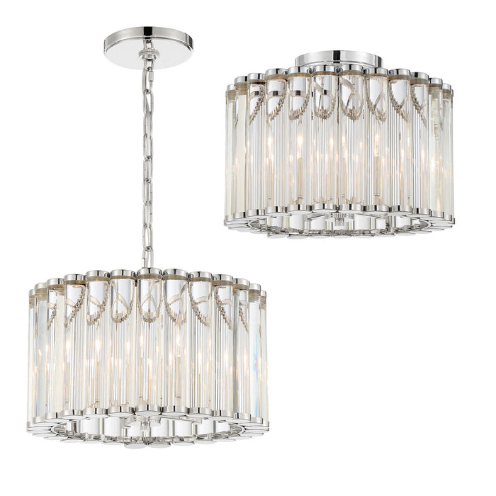 Crystorama ELL-B3004-PN Four Light Pendant, Polished Nickel