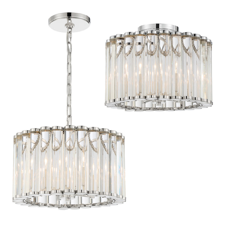 Crystorama ELL-B3004-PN_CEILING Four Light Semi Flush Mount, Polished Nickel