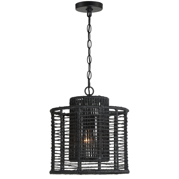 Crystorama JAY-A5001-MK One Light Pendant, Matte Black
