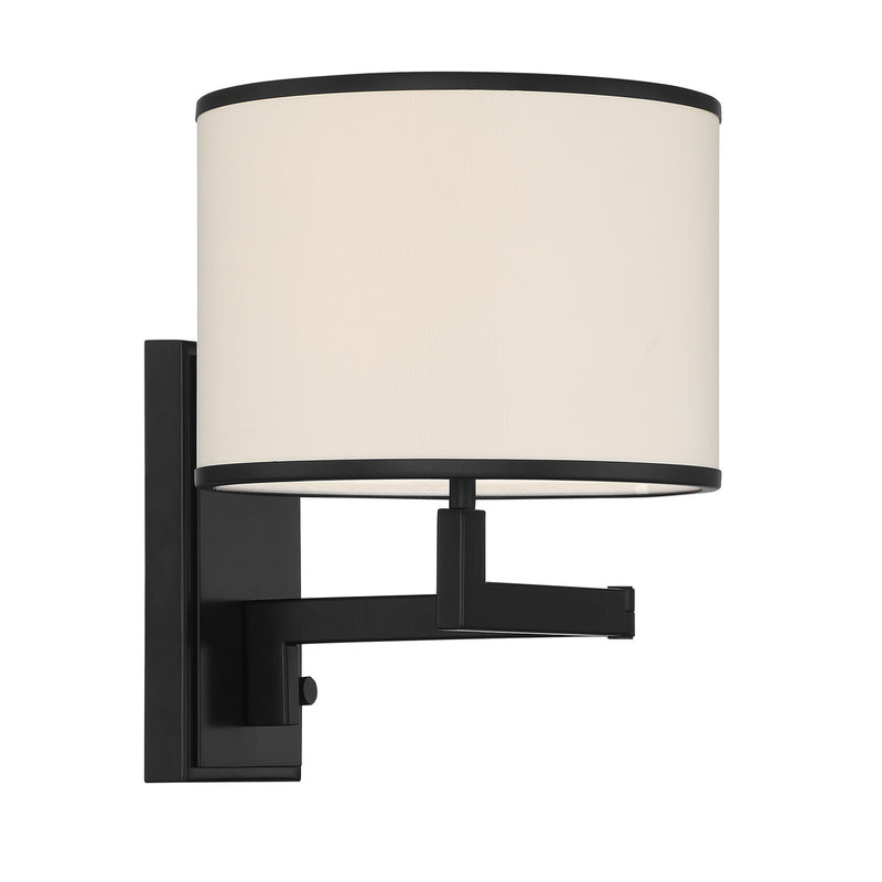 Crystorama MAD-B4101-MK One Light Wall Sconce, Matte Black