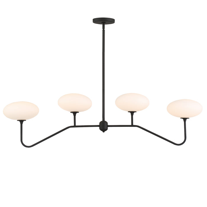 Crystorama PKR-B8504-BF Four Light Chandelier, Black Forged