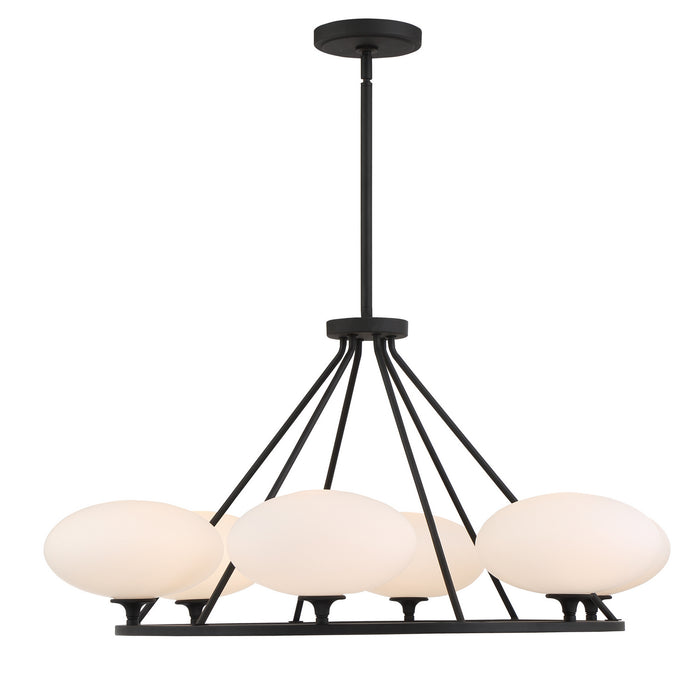 Crystorama PKR-B8506-BF Six Light Chandelier, Black Forged