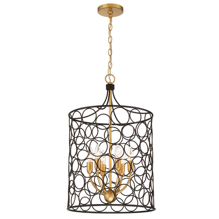 Crystorama STM-B5106-BZ-GA Six Light Mini Chandelier, Bronze + Antique Gold