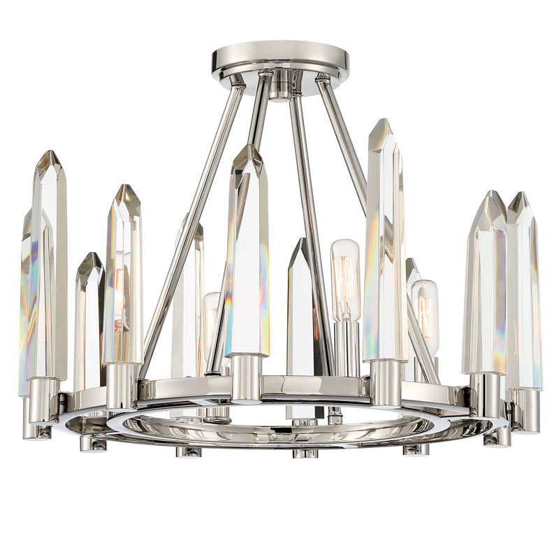 Crystorama WAT-B2004-PN Four Light Semi Flush Mount, Polished Nickel