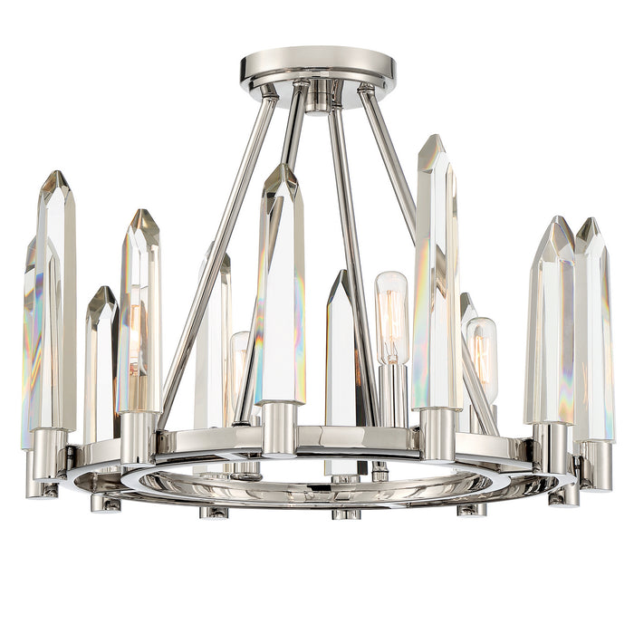 Crystorama WAT-B2004-PN Four Light Semi Flush Mount, Polished Nickel