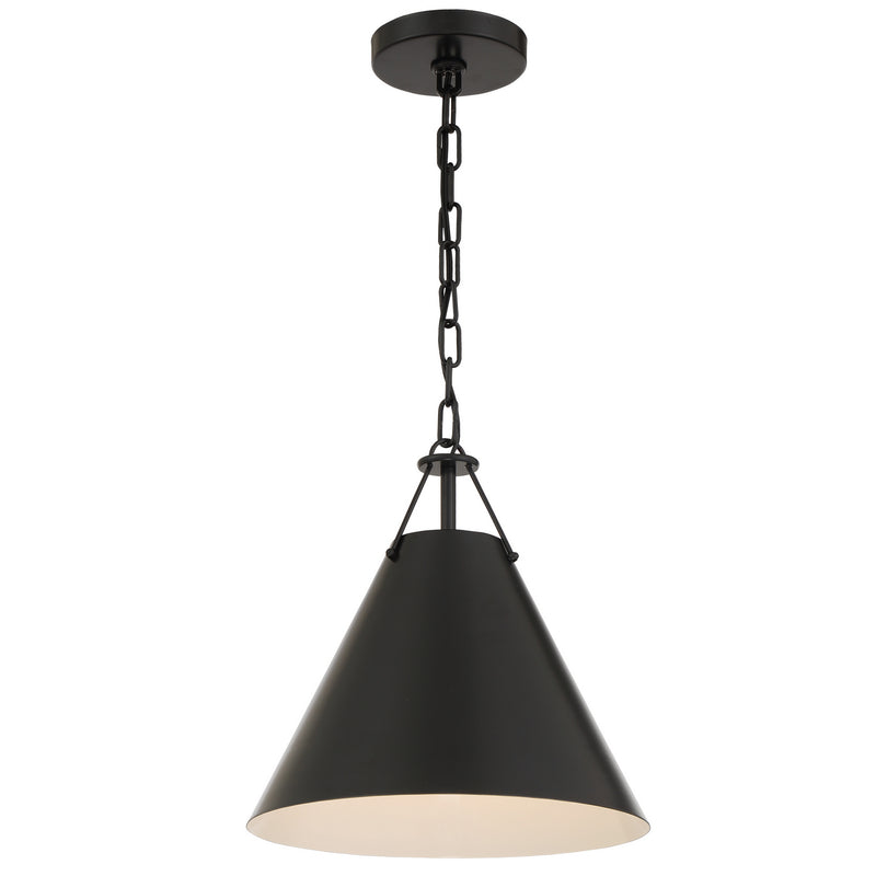Crystorama XAV-B8301-MK One Light Pendant, Matte Black