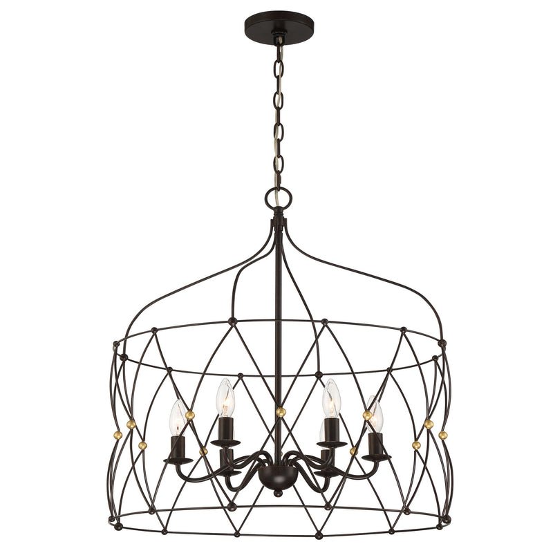 Crystorama ZUC-A9035-EB-GA Six Light Chandelier, English Bronze + Antique Gold