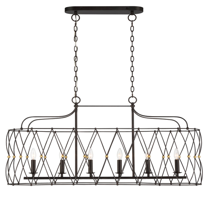 Crystorama ZUC-A9037-EB-GA Six Light Chandelier, English Bronze + Antique Gold