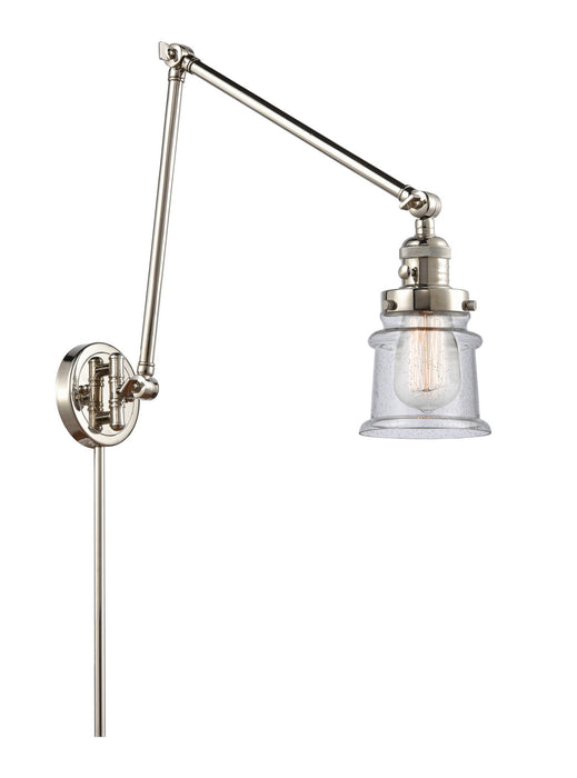 Innovations 238-PN-G184S One Light Swing Arm Lamp, Polished Nickel