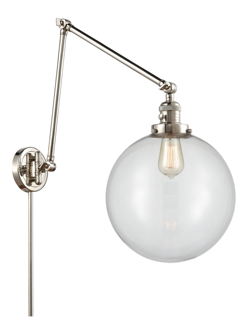 Innovations 238-PN-G202-12 One Light Swing Arm Lamp, Polished Nickel