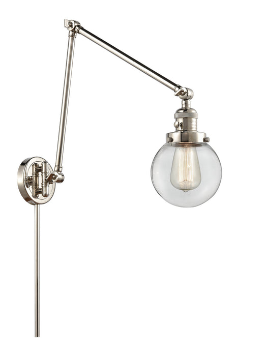 Innovations 238-PN-G202-6 One Light Swing Arm Lamp, Polished Nickel