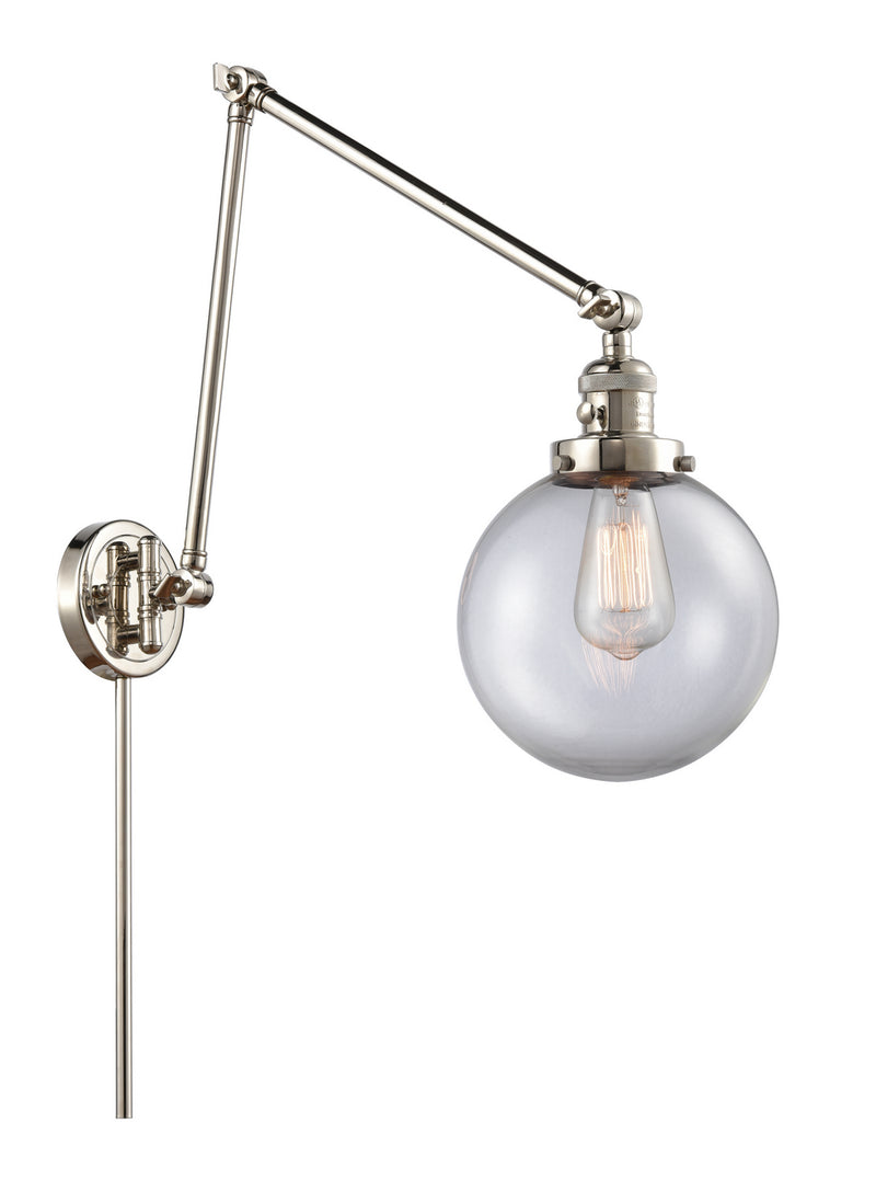Innovations 238-PN-G202-8 One Light Swing Arm Lamp, Polished Nickel