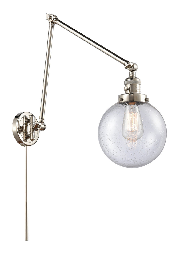 Innovations 238-PN-G204-8 One Light Swing Arm Lamp, Polished Nickel