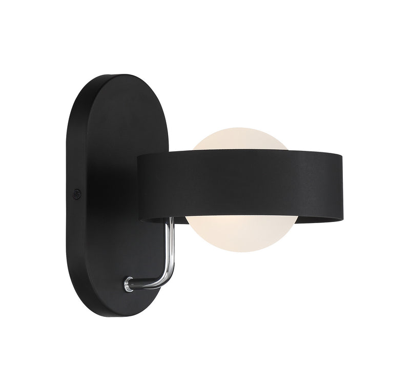 George Kovacs P1561-729 One Light Wall Sconce, Sand Coal And Polished Nickel