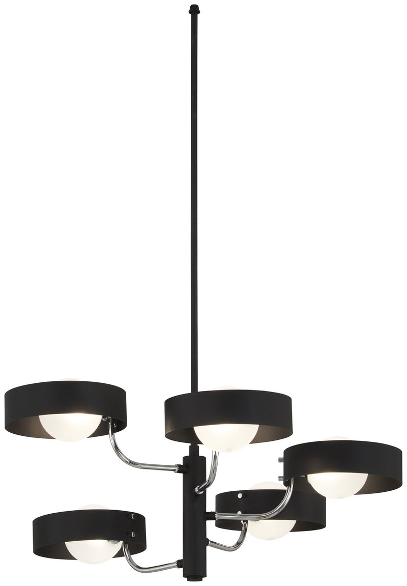George Kovacs P1565-729 Five Light Chandelier, Sand Coal And Polished Nickel