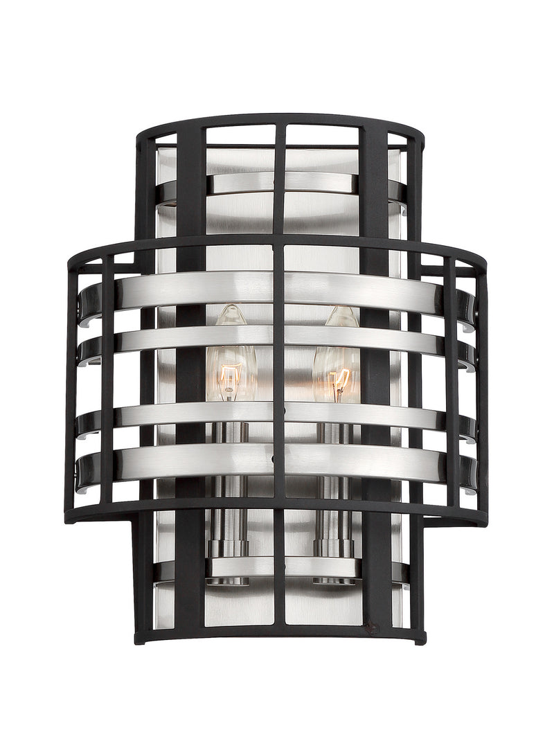 Metropolitan N7982-420 Two Light Wall Sconce, Brushed Nickel W/ Sand Coal