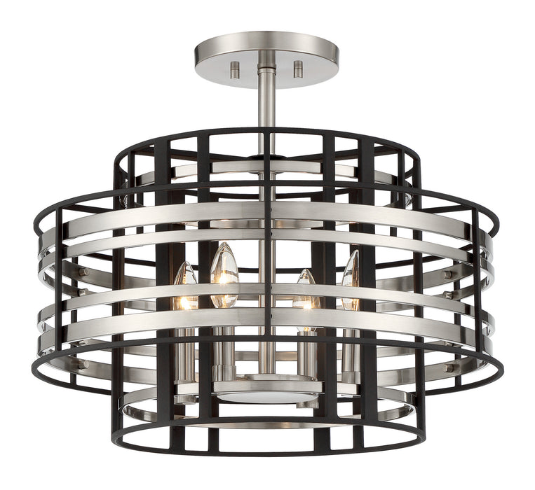 Metropolitan N7983-420 Four Light Semi Flush Mount, Brushed Nickel W/ Sand Coal