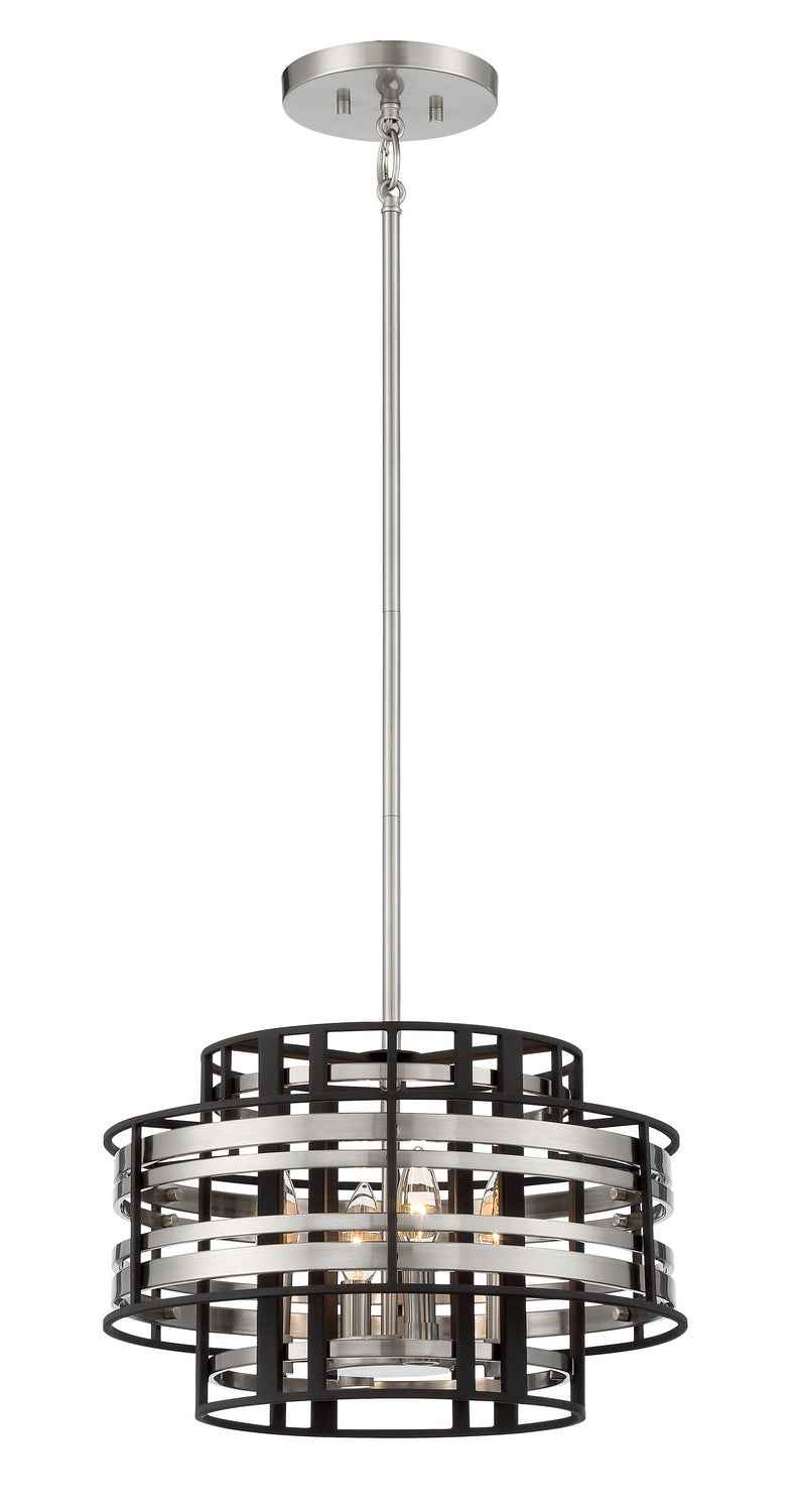 Metropolitan N7984-420 Four Light Foyer Pendant, Brushed Nickel W/ Sand Coal