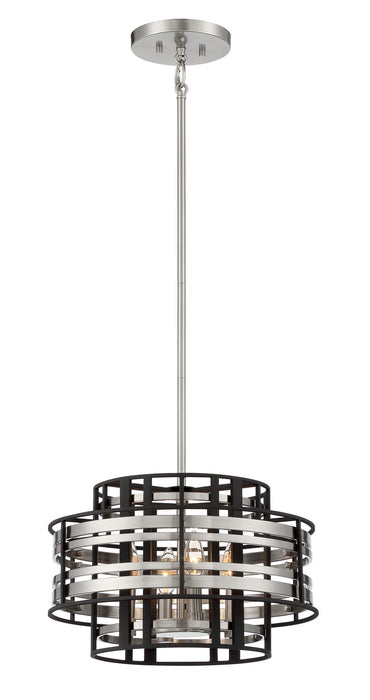 Metropolitan N7984-420 Four Light Foyer Pendant, Brushed Nickel W/ Sand Coal