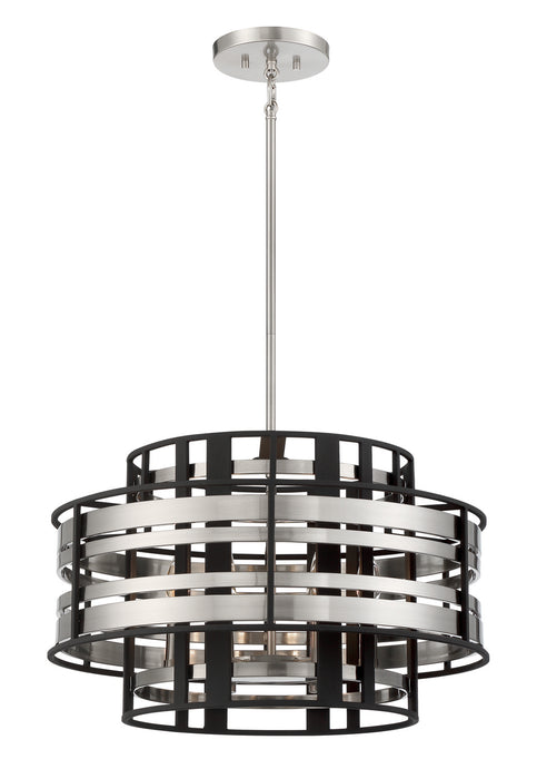 Metropolitan N7986-420 Six Light Pendant, Brushed Nickel W/ Sand Coal