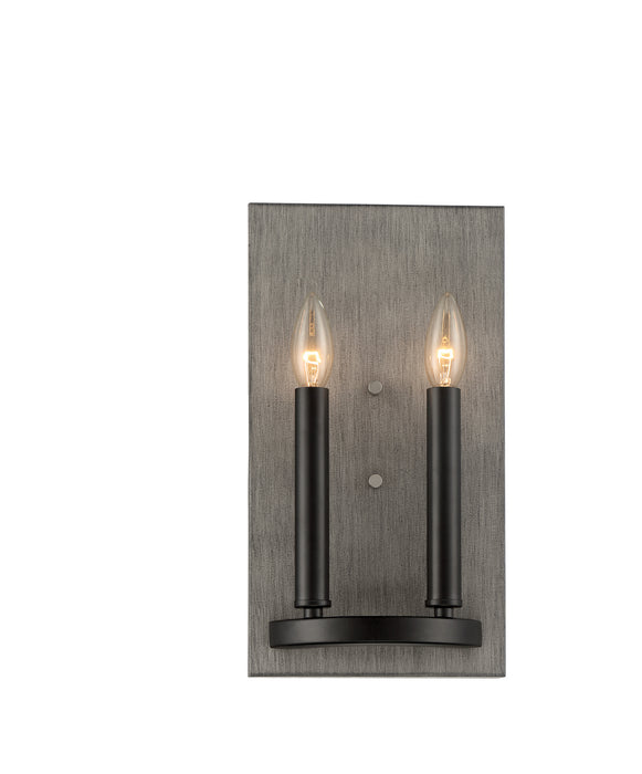 Minka-Lavery 3872-693 Two Light Wall Mount, Aged Silverwood And Coal