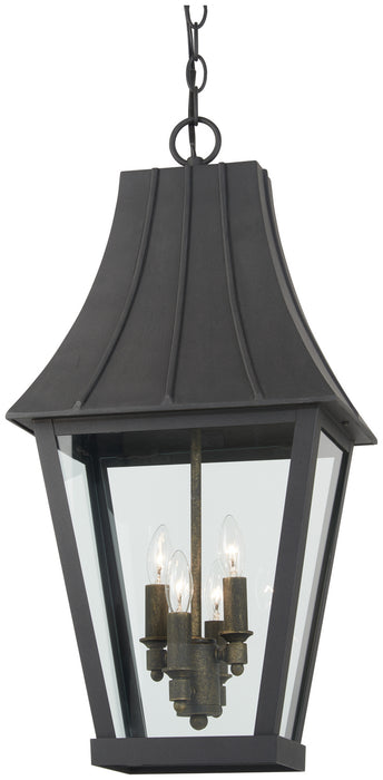 Minka-Lavery 72784-66G Four Light Outdoor Hanging Lantern, Coal W/Gold