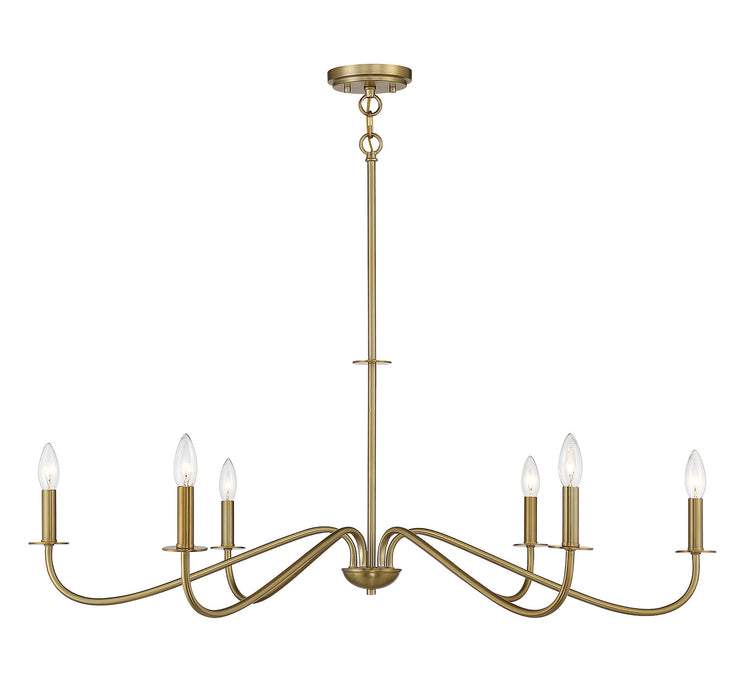 Lighting One E V6-L1-2220-6-322 Six Light Chandelier, Warm Brass