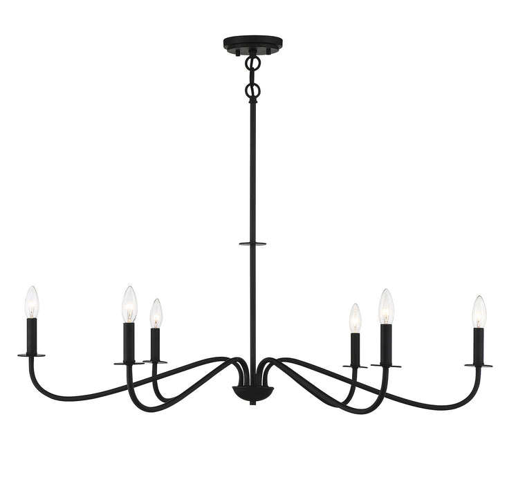 Lighting One E V6-L1-2220-6-89 Six Light Chandelier, Matte Black