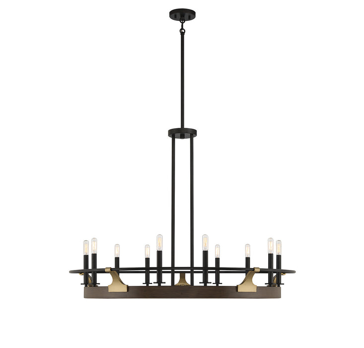Lighting One E V6-L1-2932-10-170 Ten Light Chandelier, Burnished Brass W/ Walnut